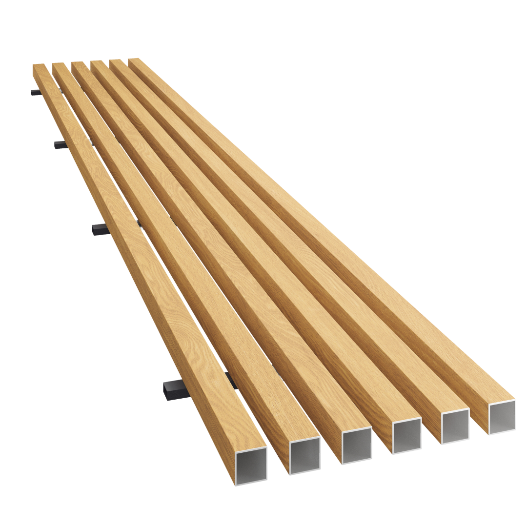 HLINÍKOVÉ FASÁDNE LIŠTY - 6-LAMELOVÝ PANEL - MEDOVÝ DUB