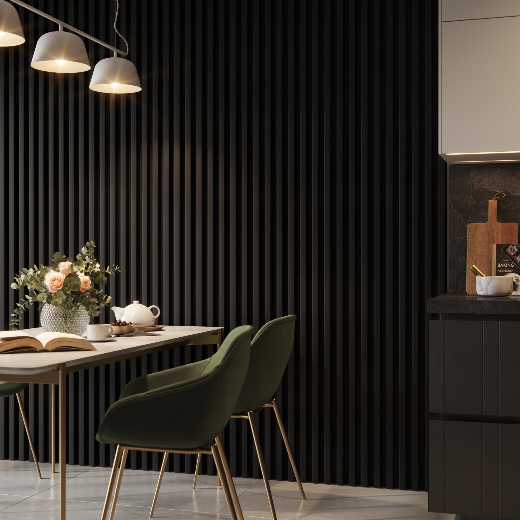 3D NÁSTENNÉ LAMELY - ČIERNA MATNÁ