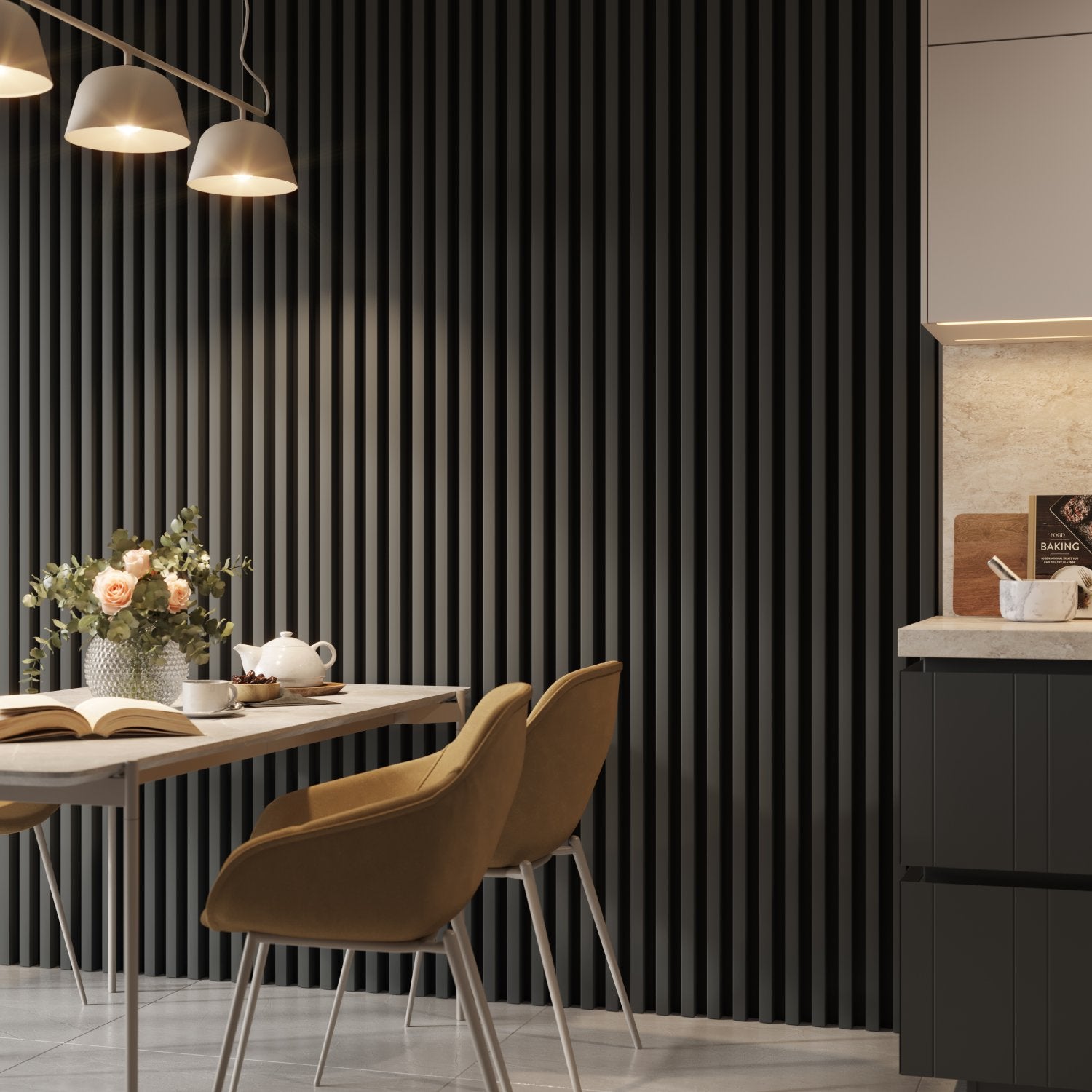 3D NÁSTENNÉ LAMELY - MATNÝ GRAFIT