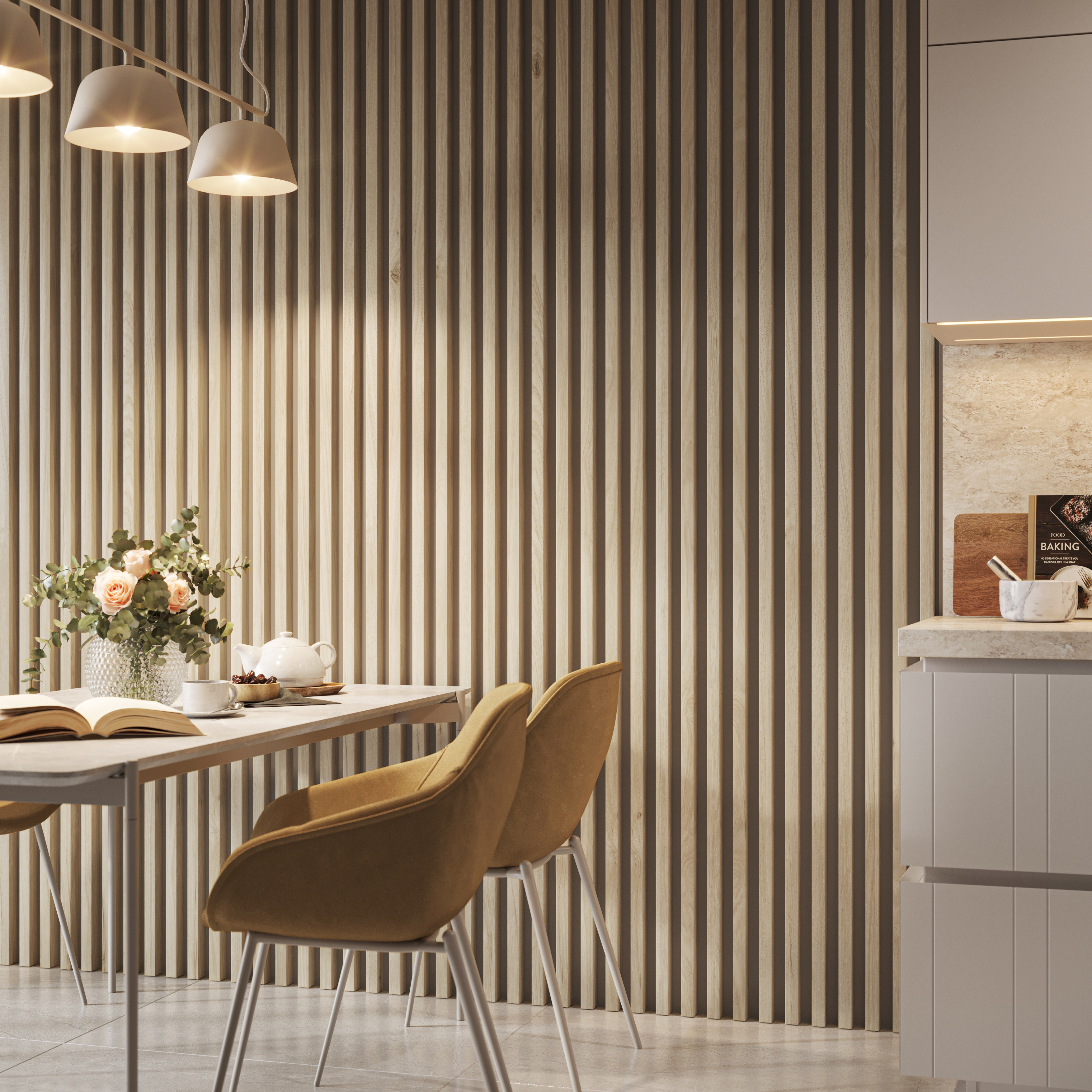 3D NÁSTENNÉ LAMELY  - BIELENÝ DUB 