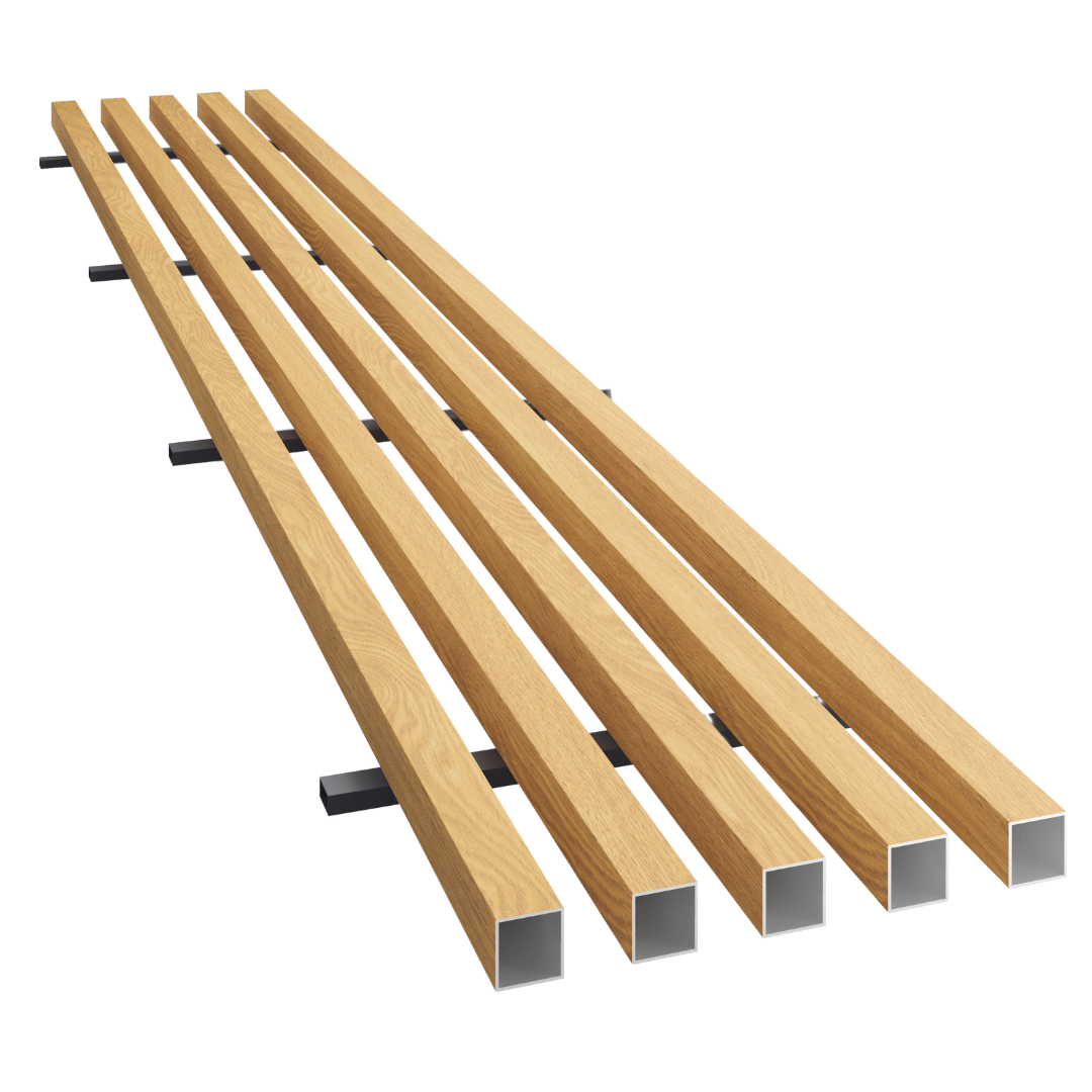 HLINÍKOVÉ FASÁDNE LIŠTY - 5-LAMELOVÝ PANEL - MEDOVÝ DUB