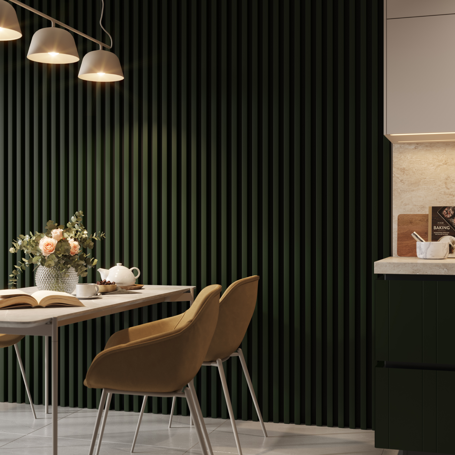 3D NÁSTENNÉ LAMELY - FĽAŠOVO ZELENÁ 