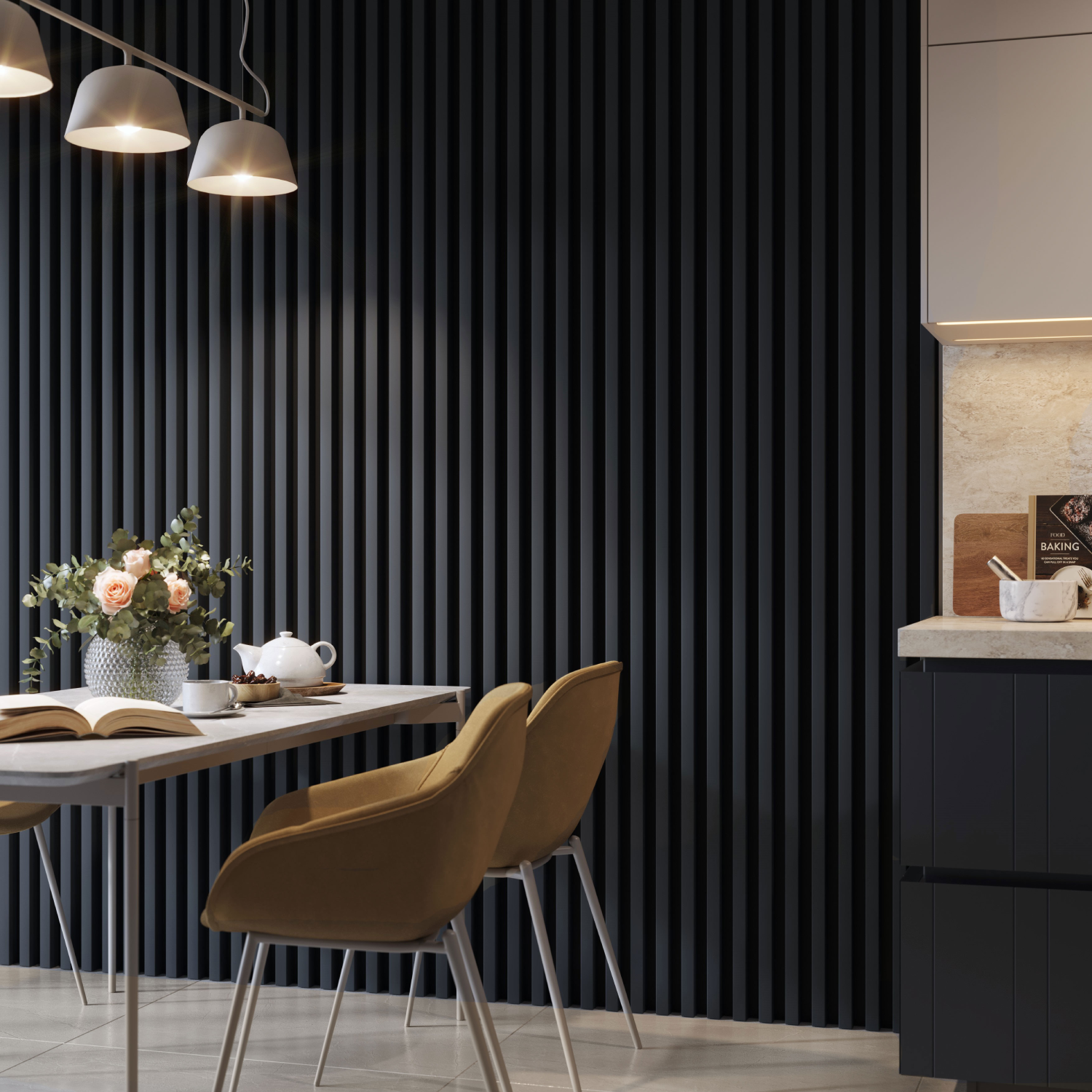 3D NÁSTENNÉ LAMELY  - TMAVOMODRÁ 