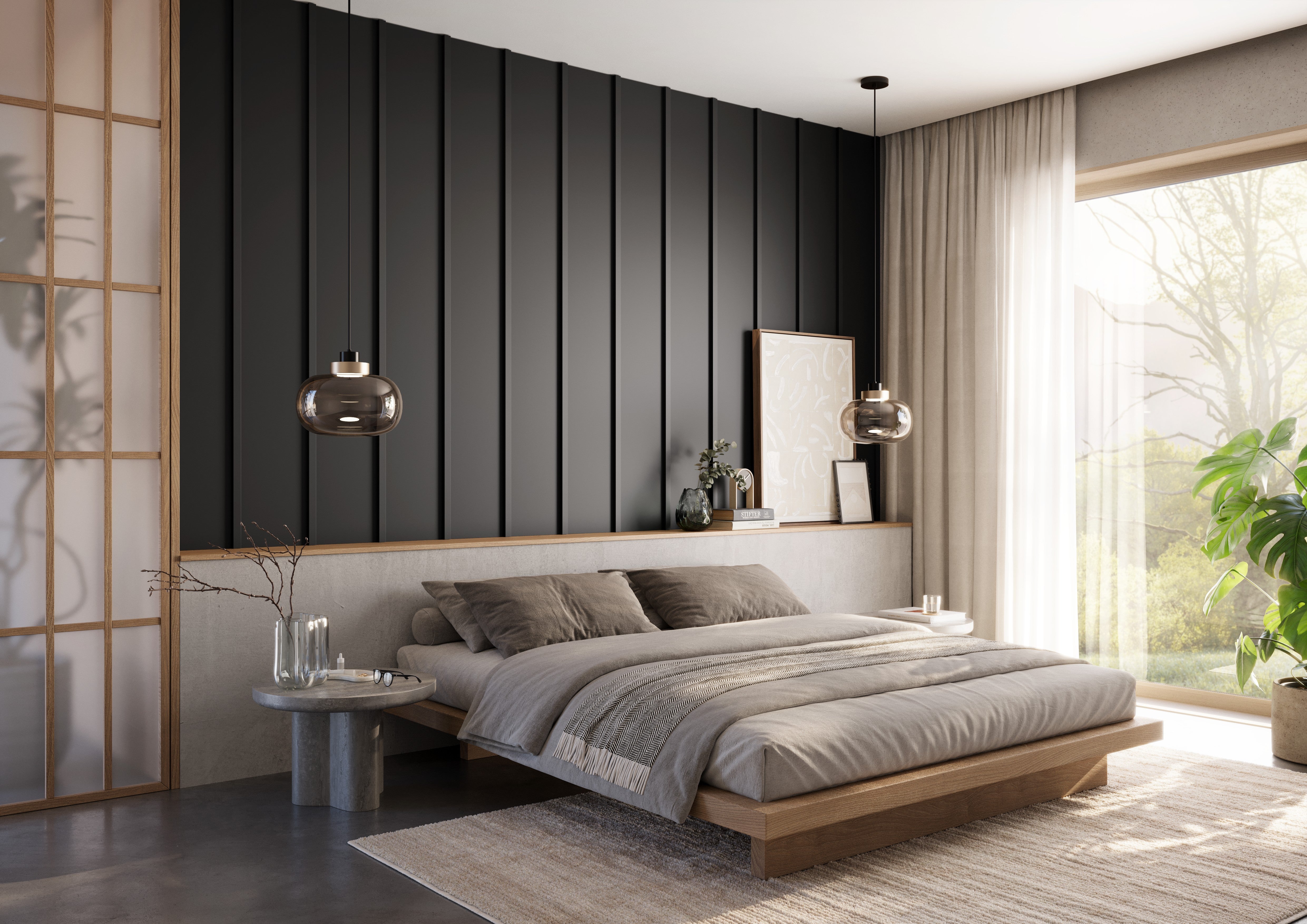 Panel Japandi - matná čierna